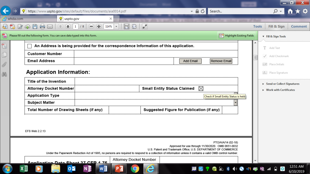 application data sheet for patent application